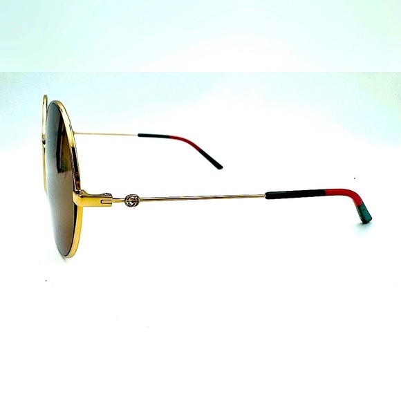 Gucci Round Sunglasses, Gold with Brown - Picture 10 of 11